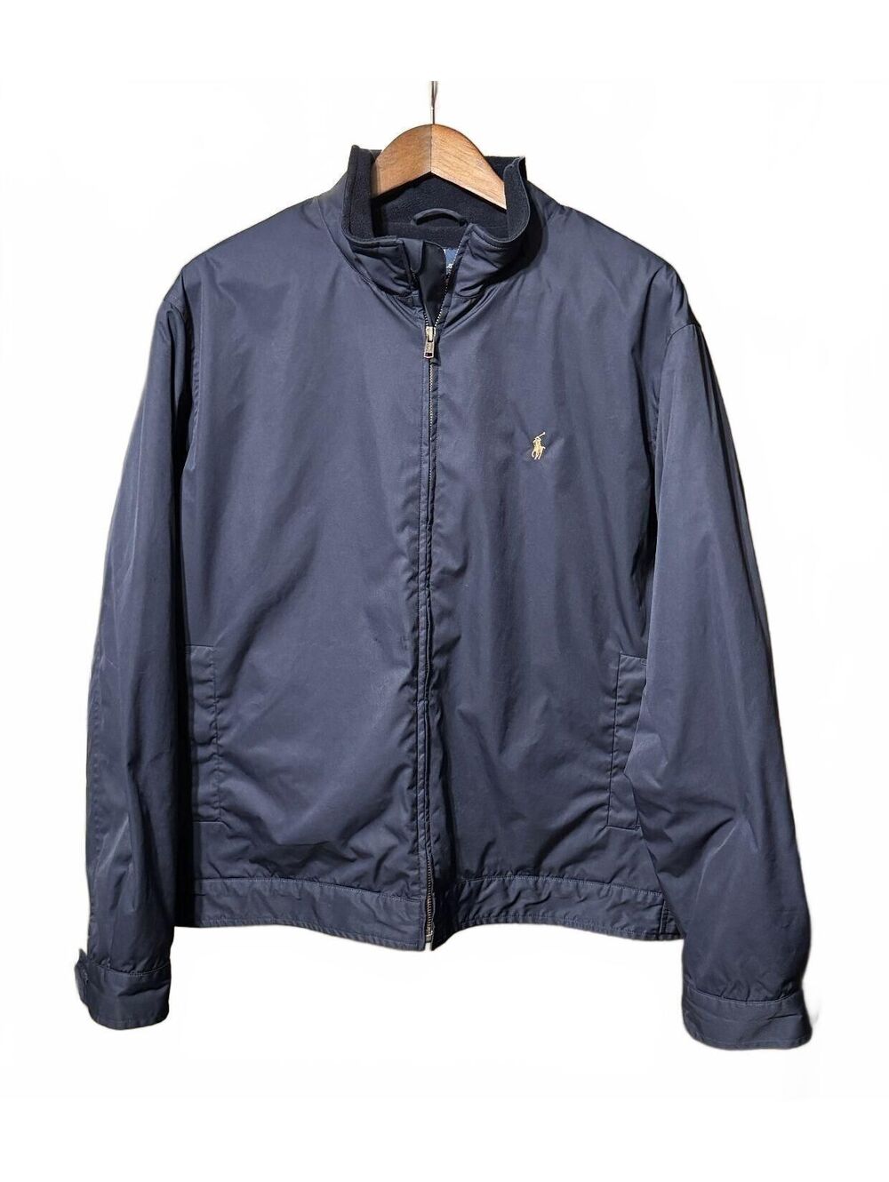 Vintage Polo Ralph Lauren Harrington Jacket Mens XL Navy Fleece Lined Pony Logo